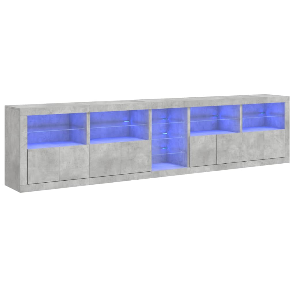 vidaXL Szafka z oświetleniem LED, szarość betonu, 283x37x67 cm