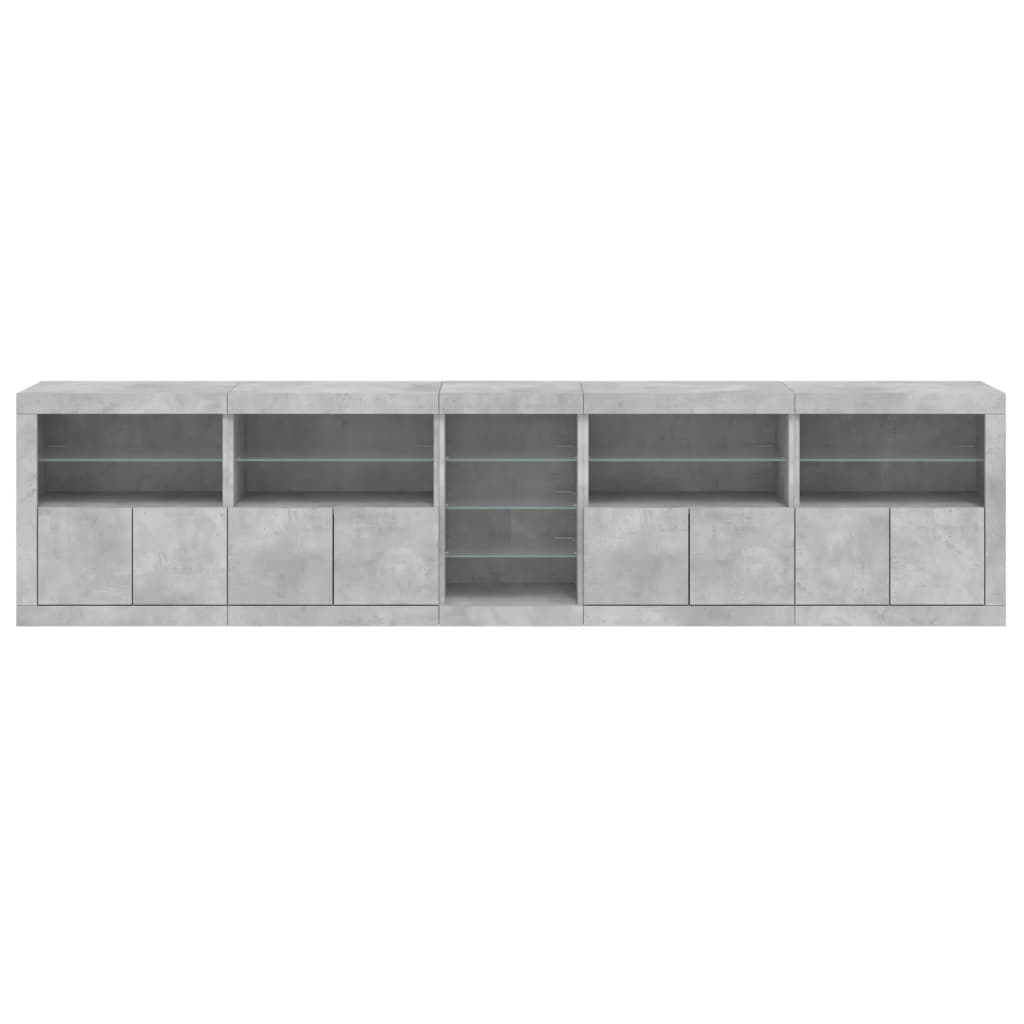 vidaXL Szafka z oświetleniem LED, szarość betonu, 283x37x67 cm