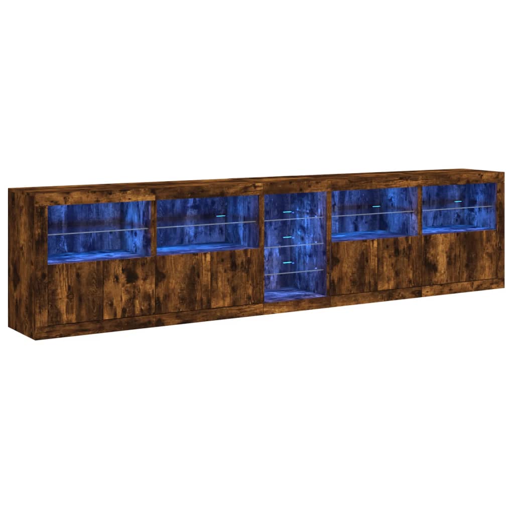 vidaXL Szafka z oświetleniem LED, przydymiony dąb, 283x37x67 cm