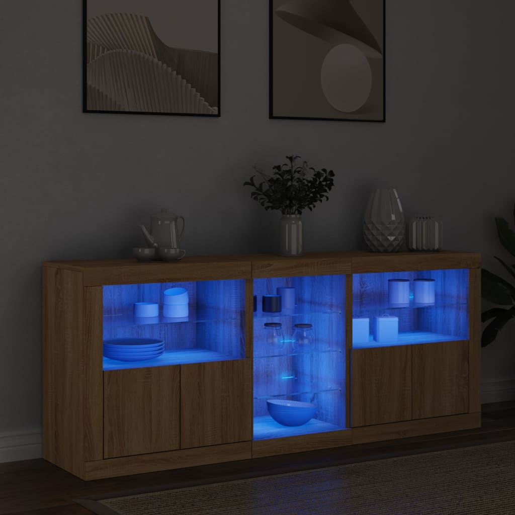 vidaXL Szafka z oświetleniem LED, dąb sonoma, 162x37x67 cm