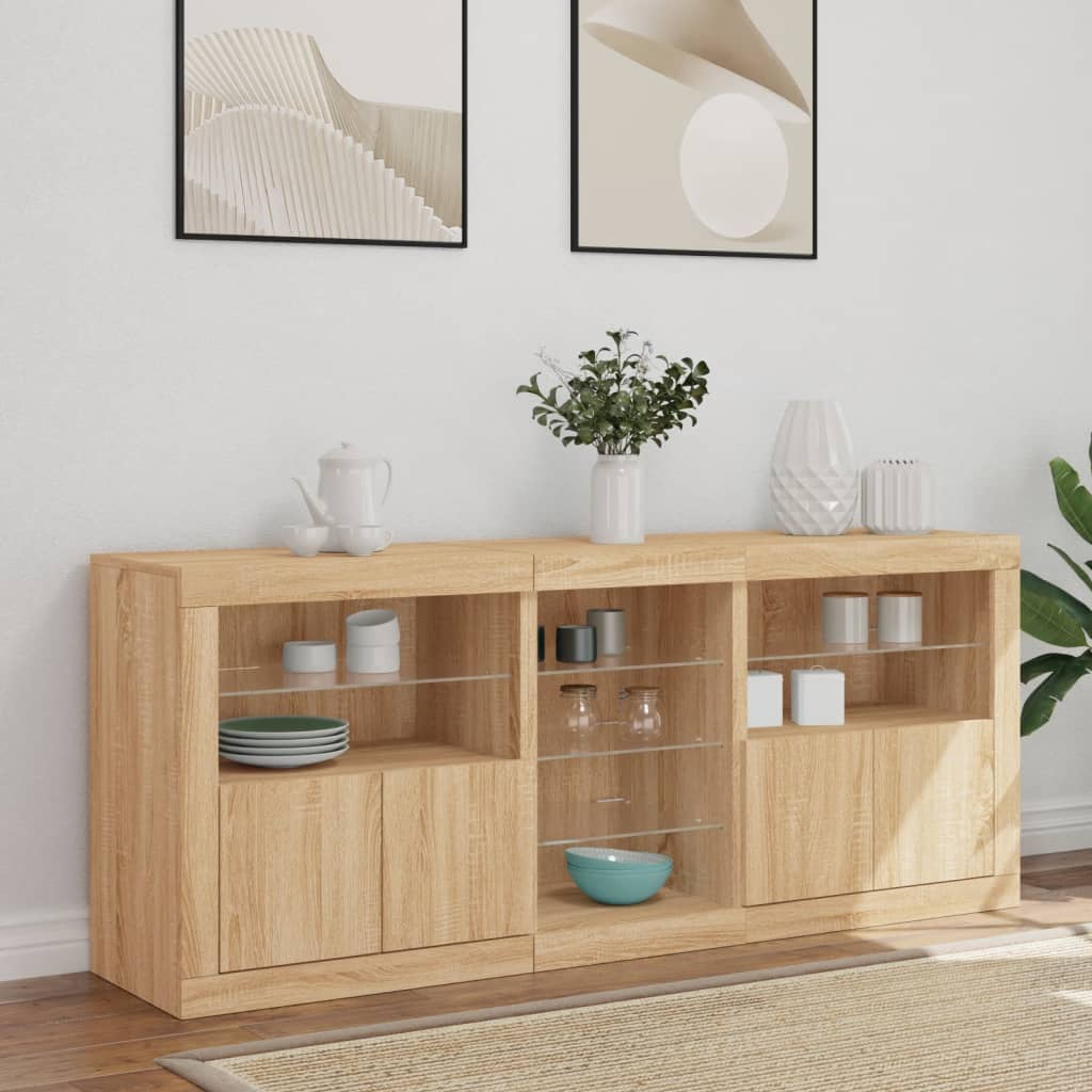 vidaXL Szafka z oświetleniem LED, dąb sonoma, 162x37x67 cm