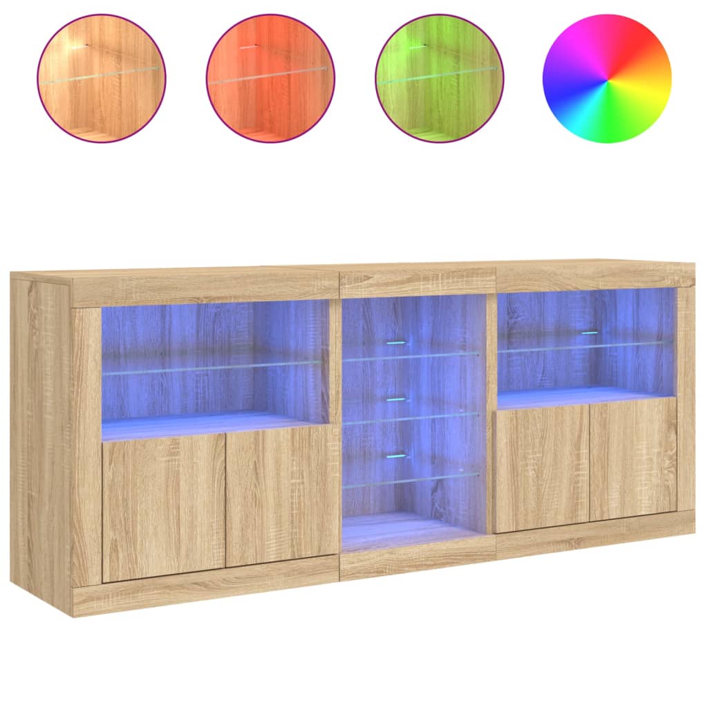 vidaXL Szafka z oświetleniem LED, dąb sonoma, 162x37x67 cm