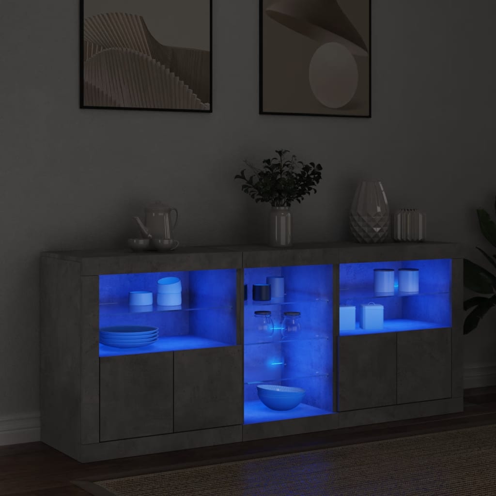 vidaXL Szafka z oświetleniem LED, szarość betonu, 162x37x67 cm