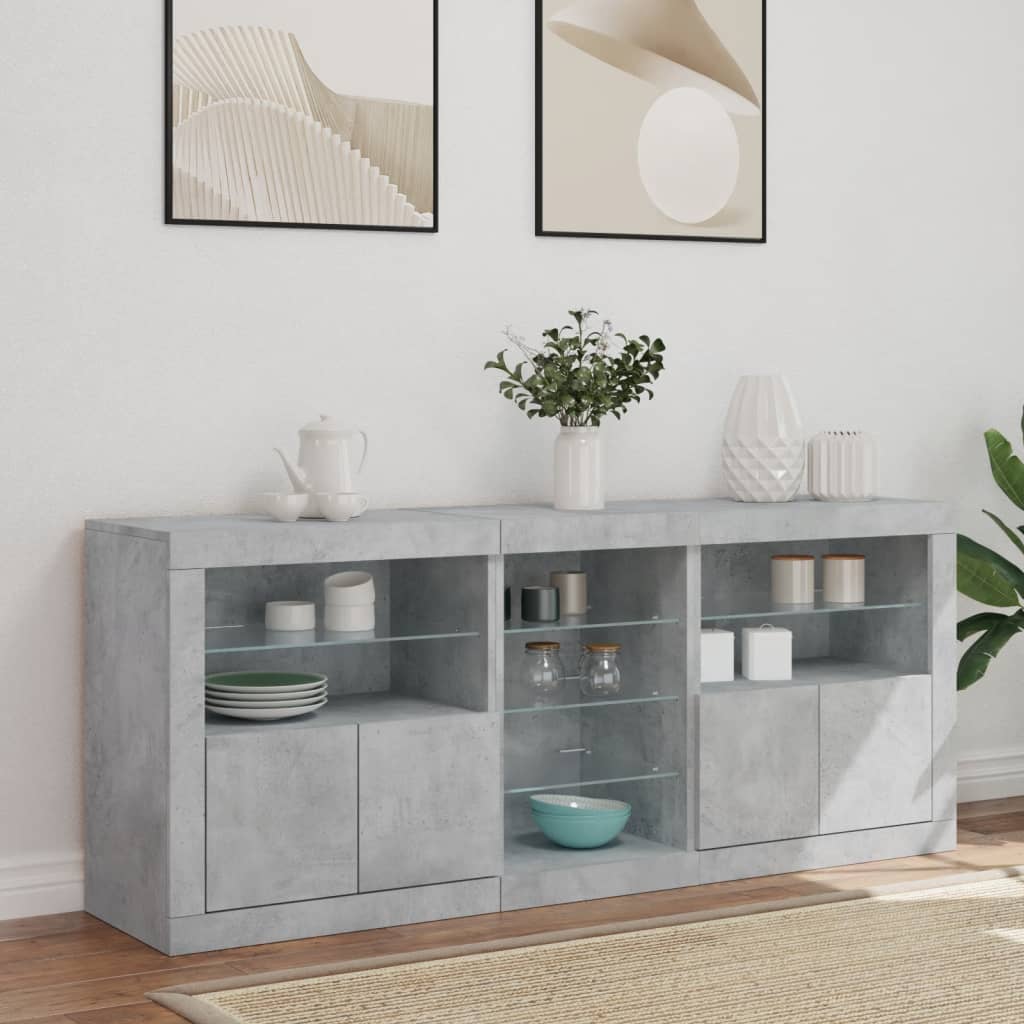 vidaXL Szafka z oświetleniem LED, szarość betonu, 162x37x67 cm