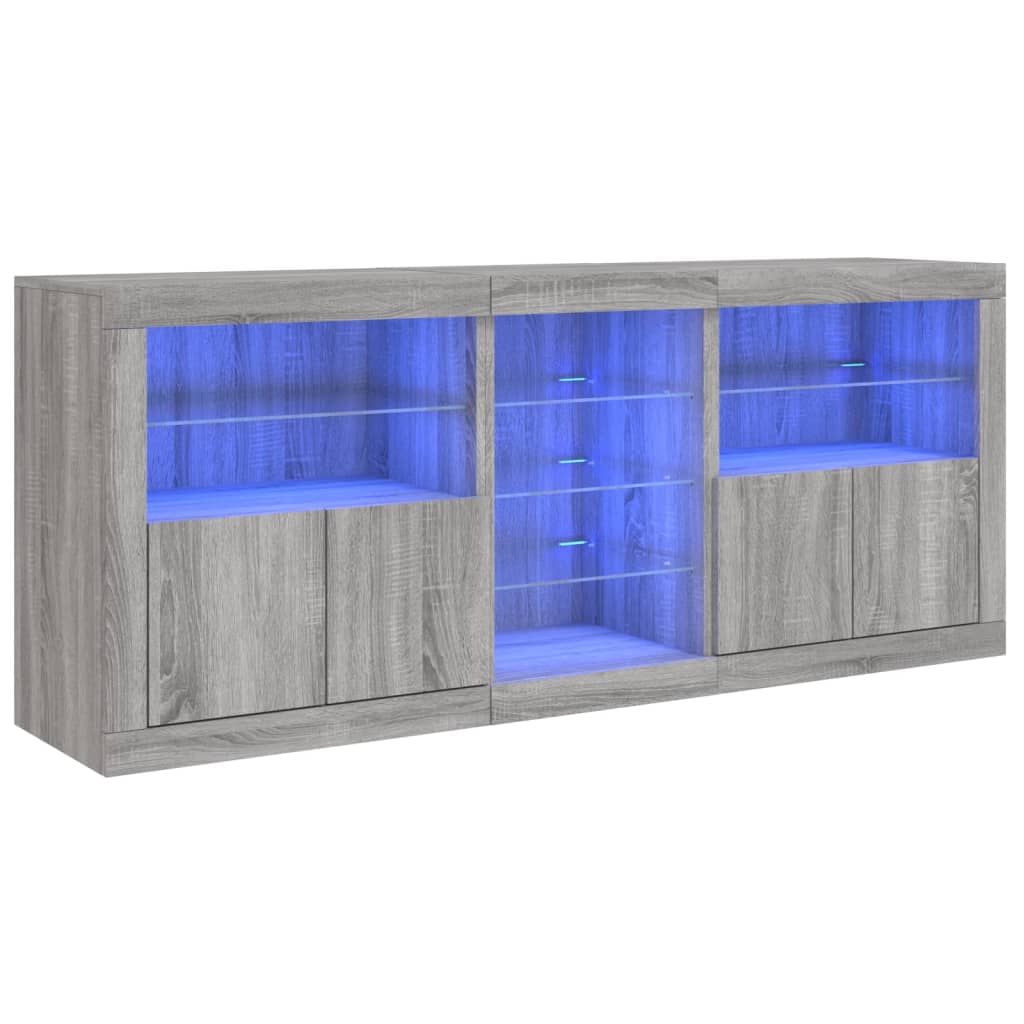vidaXL Szafka z oświetleniem LED, szary dąb sonoma, 162x37x67 cm