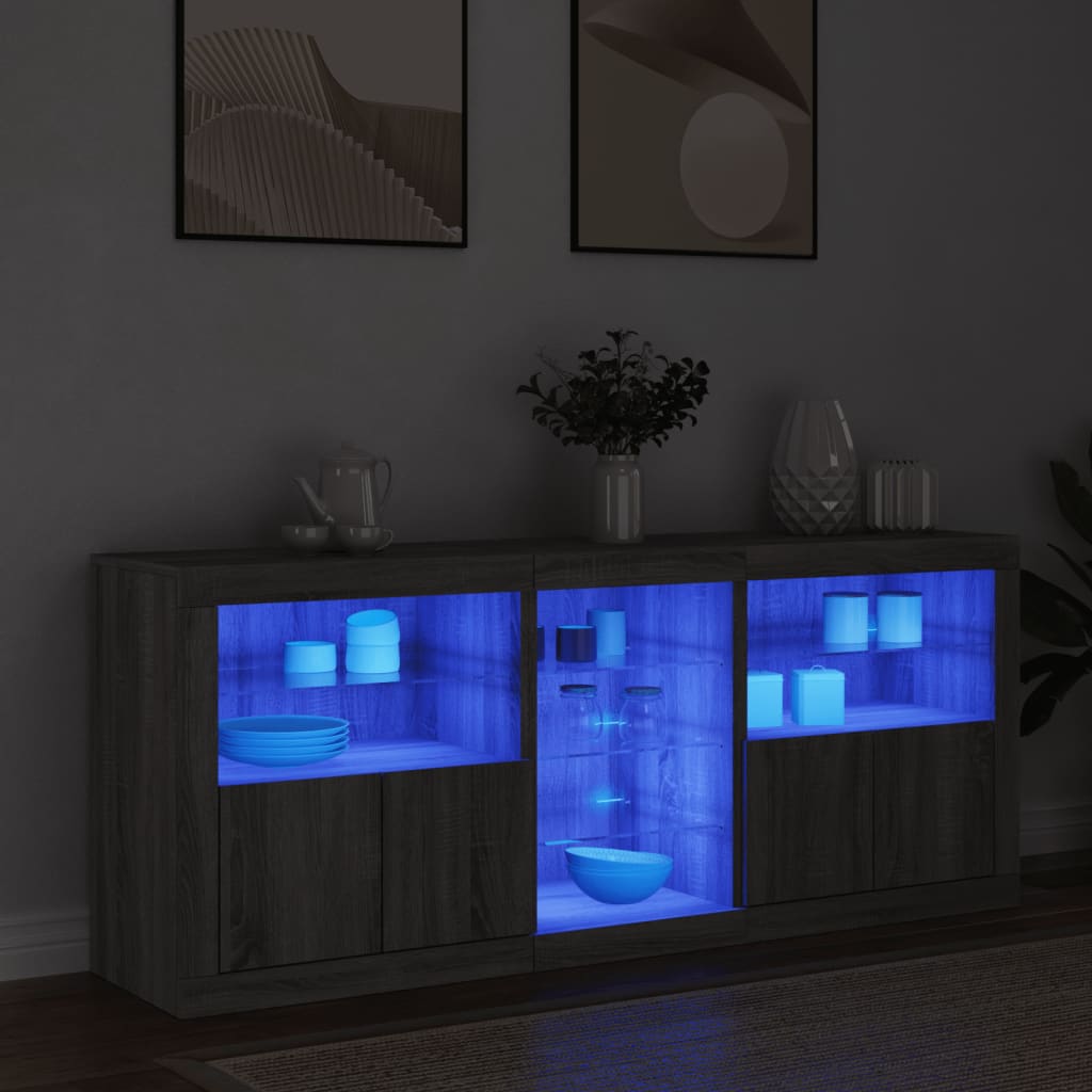 vidaXL Szafka z oświetleniem LED, szary dąb sonoma, 162x37x67 cm