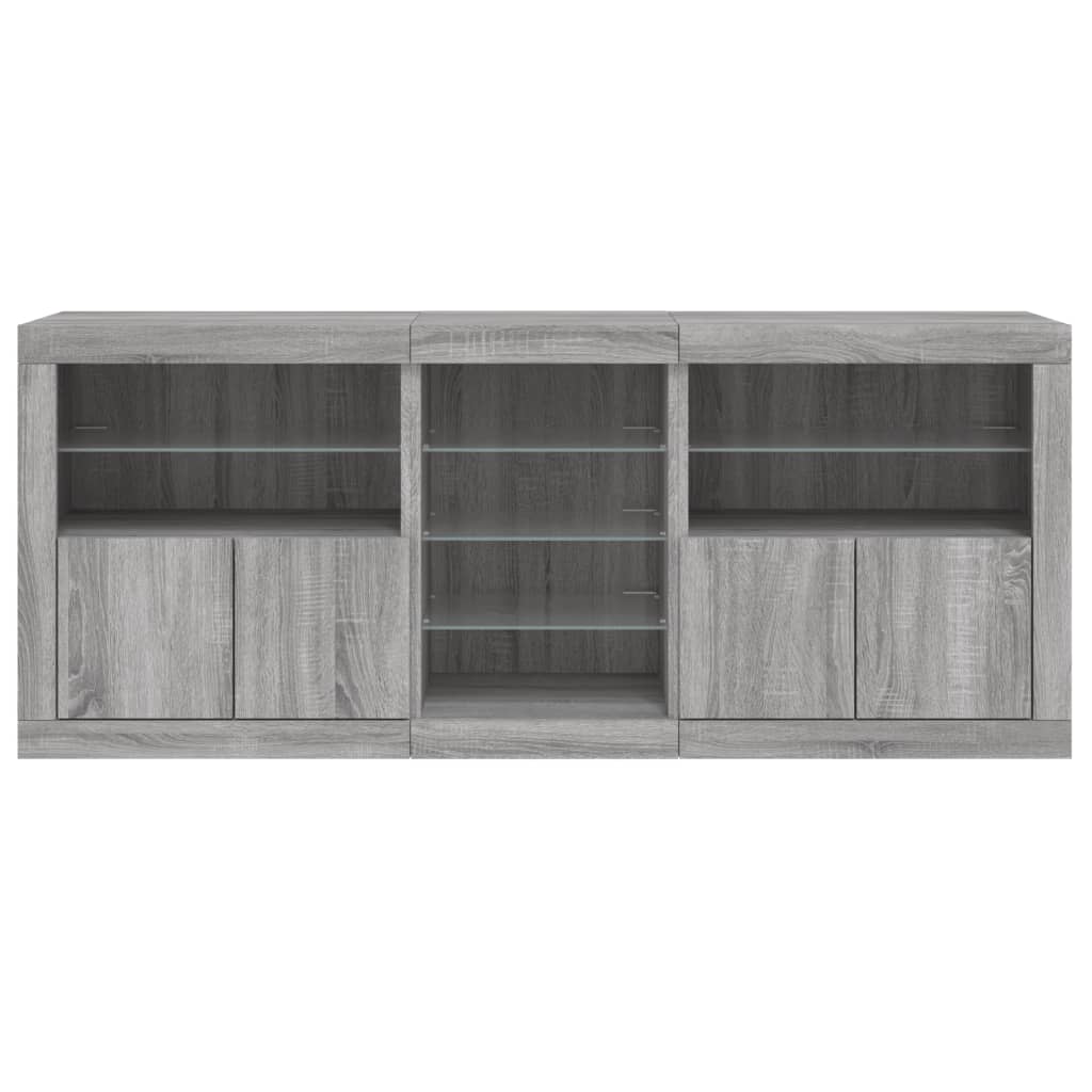 vidaXL Szafka z oświetleniem LED, szary dąb sonoma, 162x37x67 cm