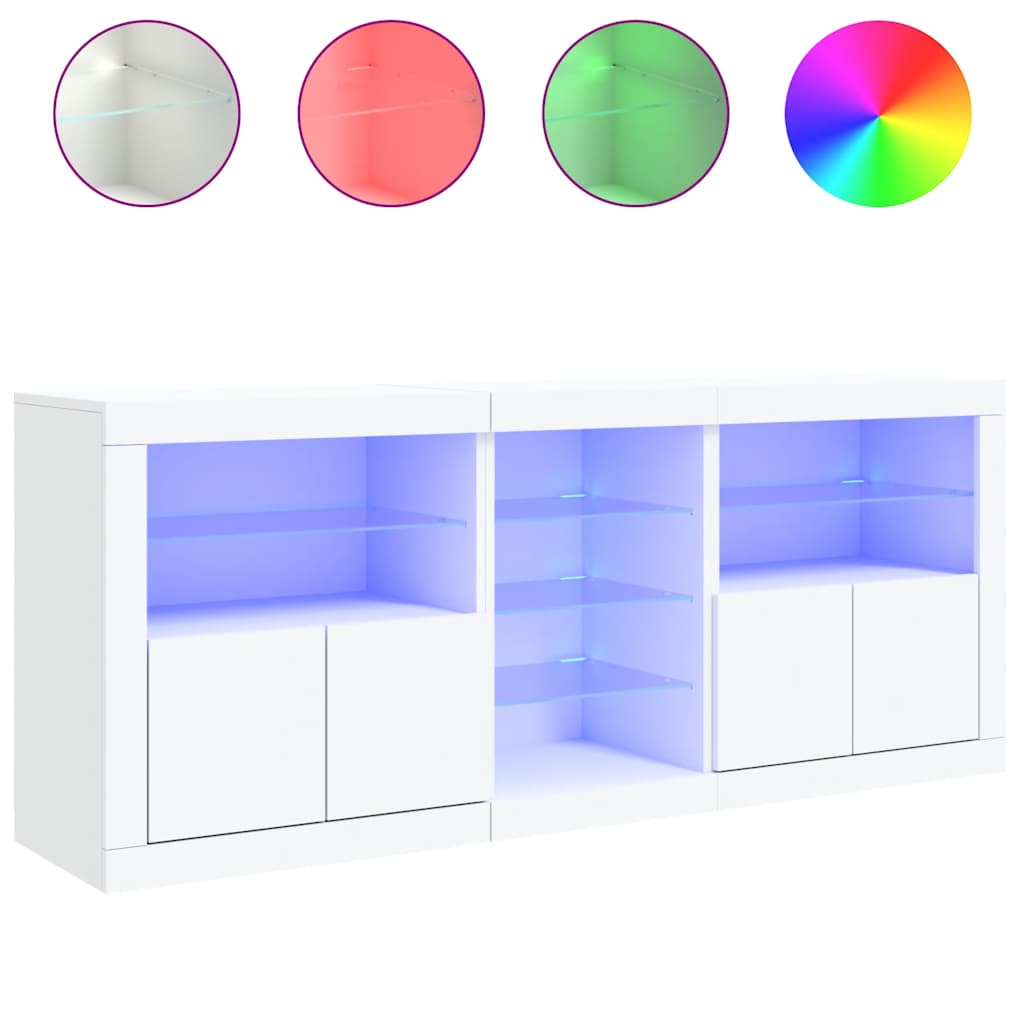vidaXL Szafka z oświetleniem LED, biała, 181,5x37x67 cm