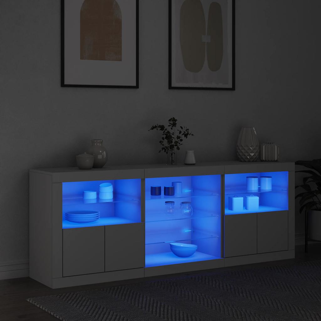vidaXL Szafka z oświetleniem LED, biała, 181,5x37x67 cm