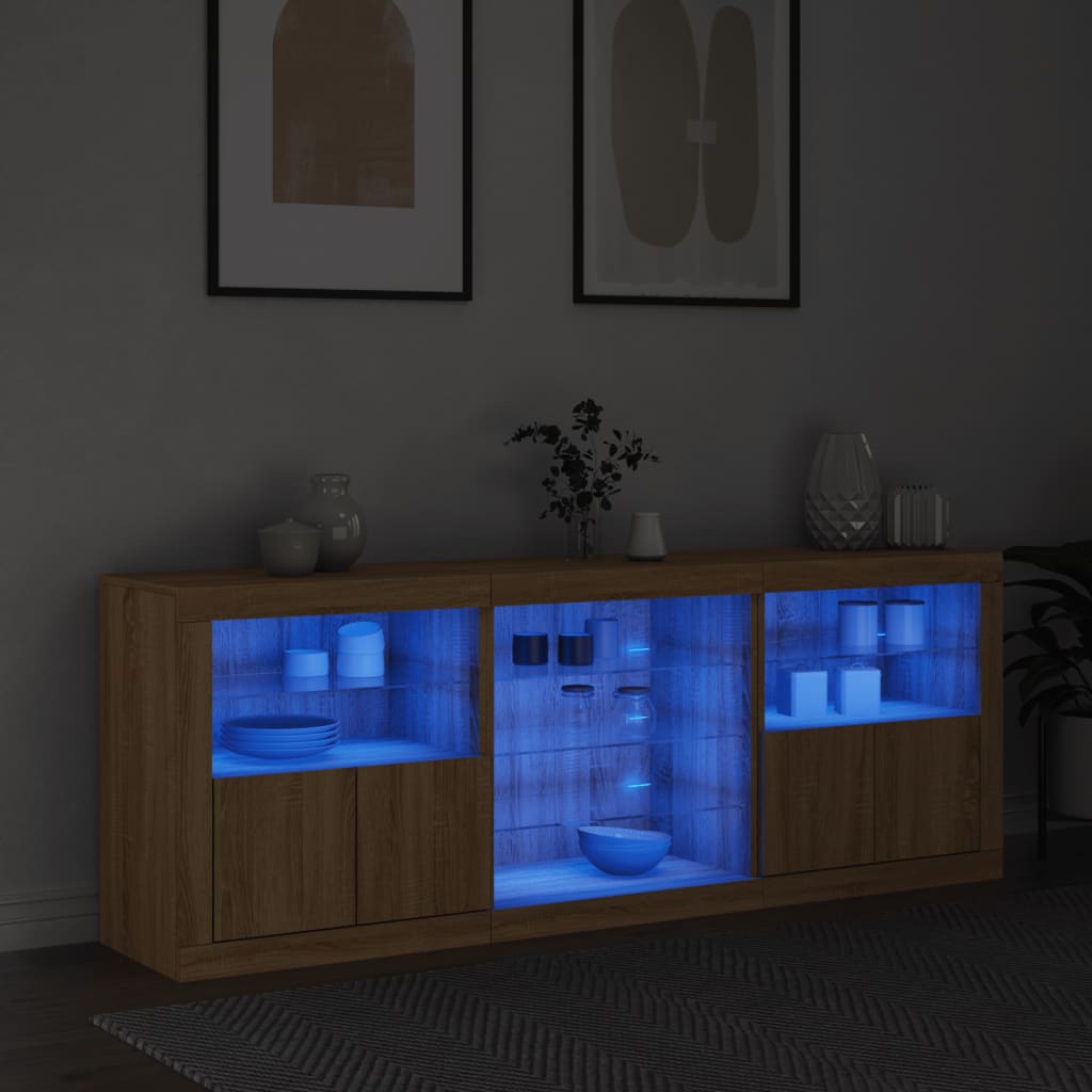 vidaXL Szafka z oświetleniem LED, dąb sonoma, 181,5x37x67 cm