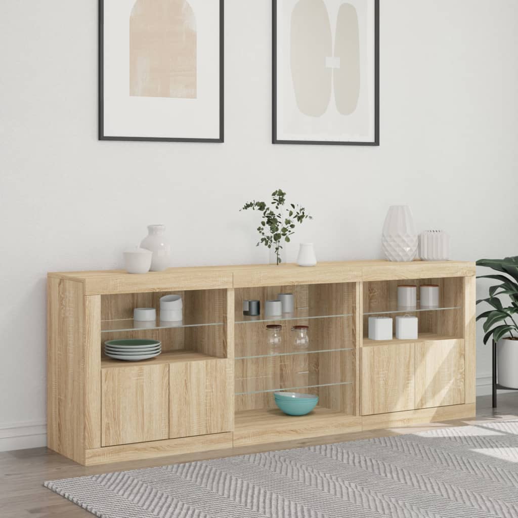 vidaXL Szafka z oświetleniem LED, dąb sonoma, 181,5x37x67 cm