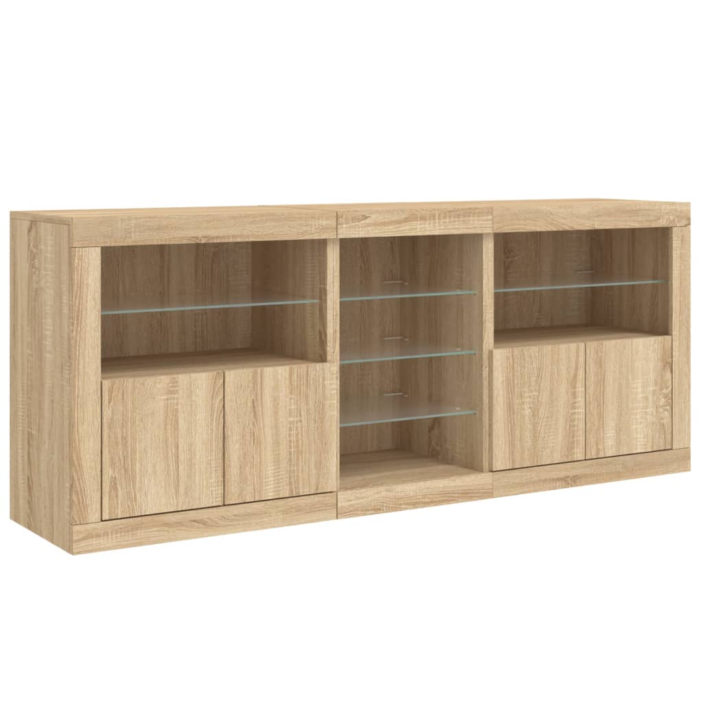 vidaXL Szafka z oświetleniem LED, dąb sonoma, 181,5x37x67 cm