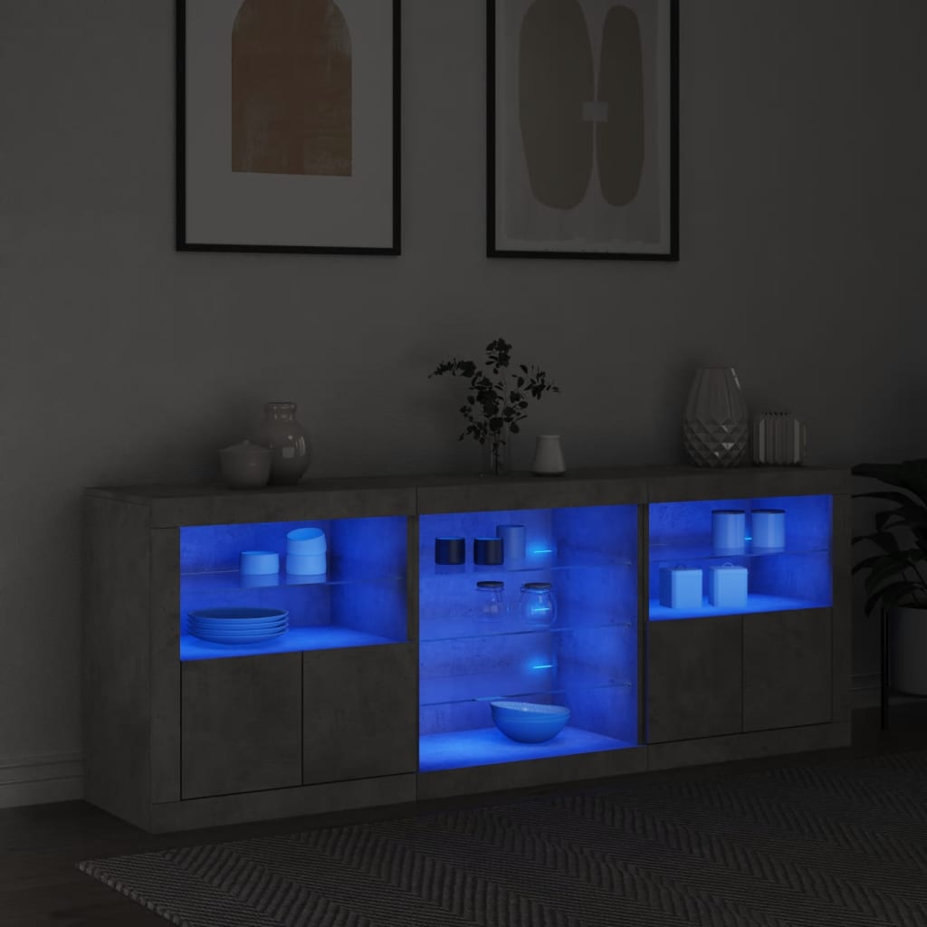 vidaXL Szafka z oświetleniem LED, szarość betonu, 181,5x37x67 cm