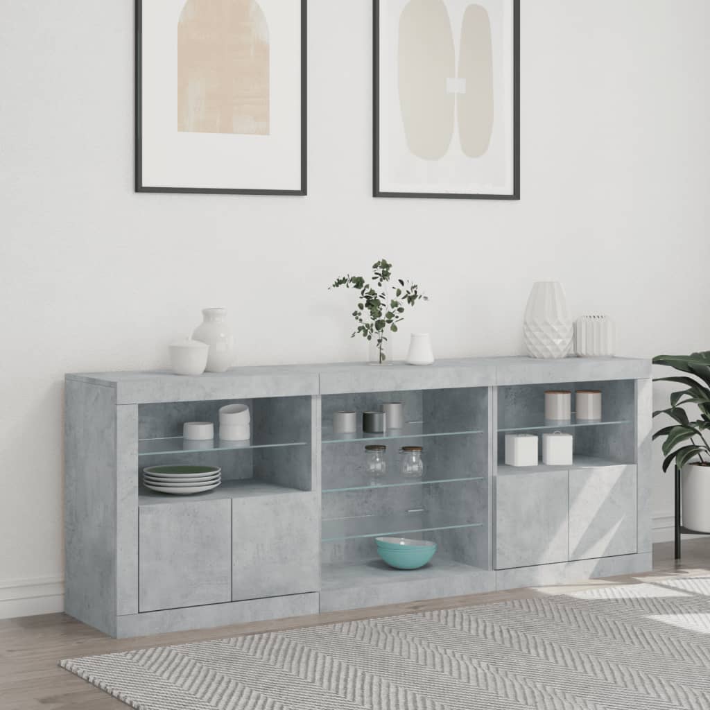 vidaXL Szafka z oświetleniem LED, szarość betonu, 181,5x37x67 cm