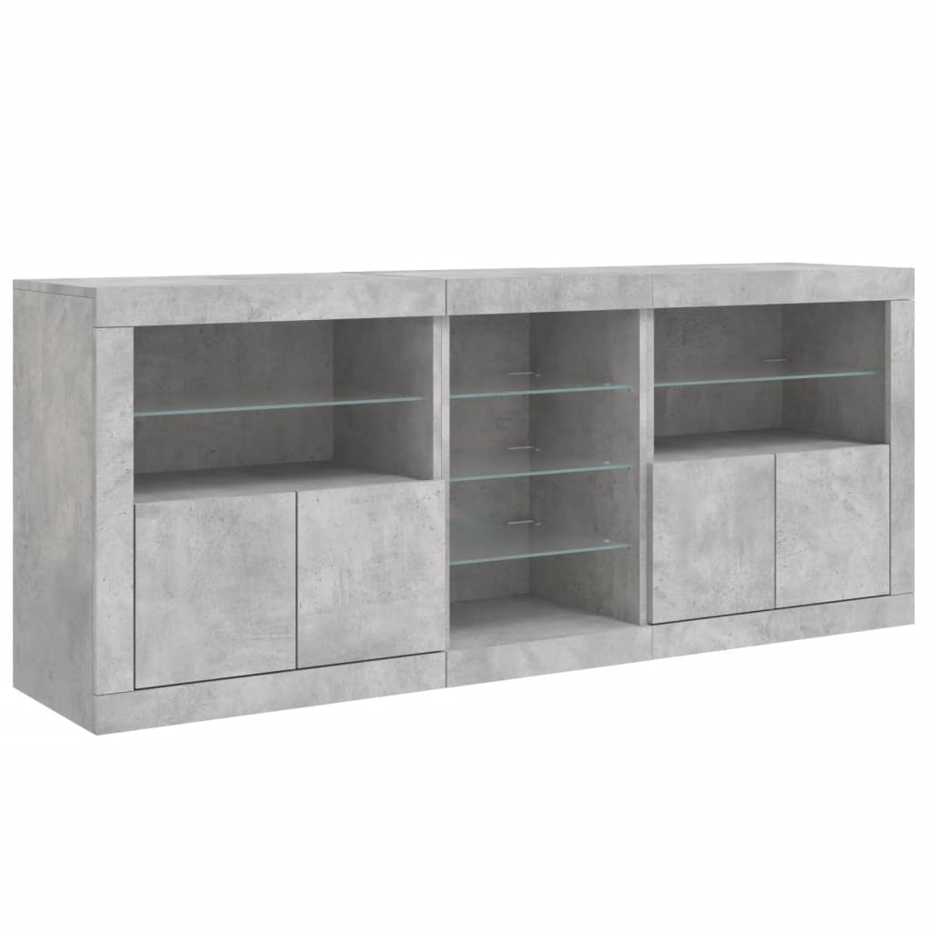 vidaXL Szafka z oświetleniem LED, szarość betonu, 181,5x37x67 cm