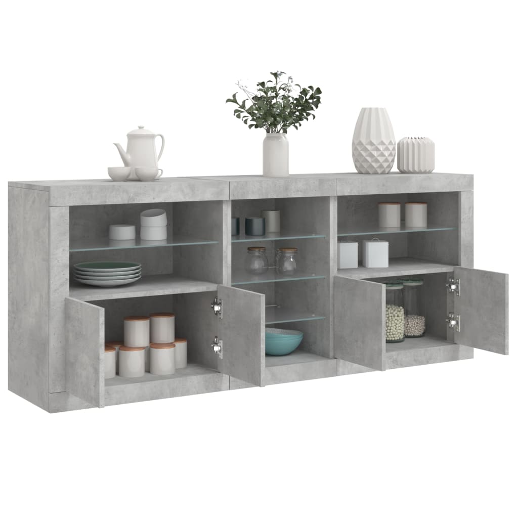 vidaXL Szafka z oświetleniem LED, szarość betonu, 181,5x37x67 cm