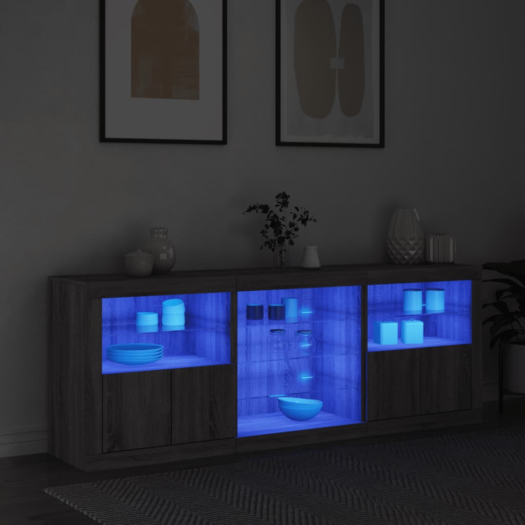 vidaXL Szafka z oświetleniem LED, szary dąb sonoma, 181,5x37x67 cm