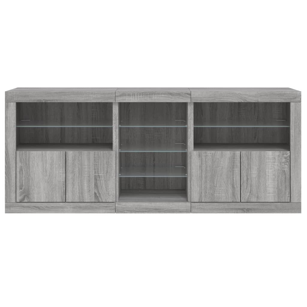 vidaXL Szafka z oświetleniem LED, szary dąb sonoma, 181,5x37x67 cm