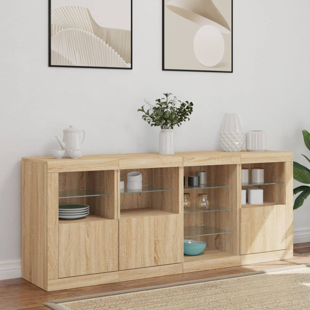 vidaXL Szafka z oświetleniem LED, dąb sonoma, 164x37x67 cm