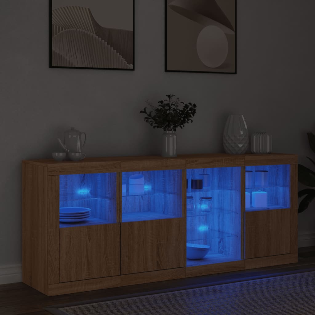 vidaXL Szafka z oświetleniem LED, dąb sonoma, 164x37x67 cm