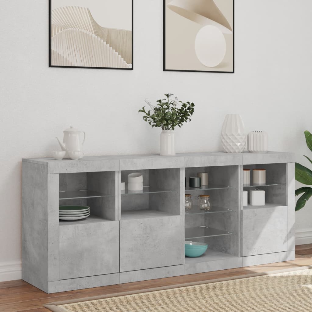 vidaXL Szafka z oświetleniem LED, szarość betonu, 164x37x67 cm