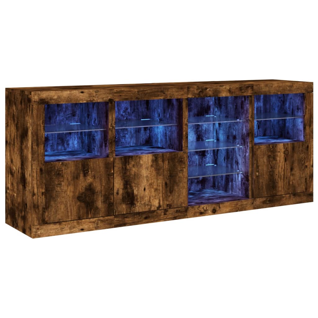 vidaXL Szafka z oświetleniem LED, przydymiony dąb, 164x37x67 cm