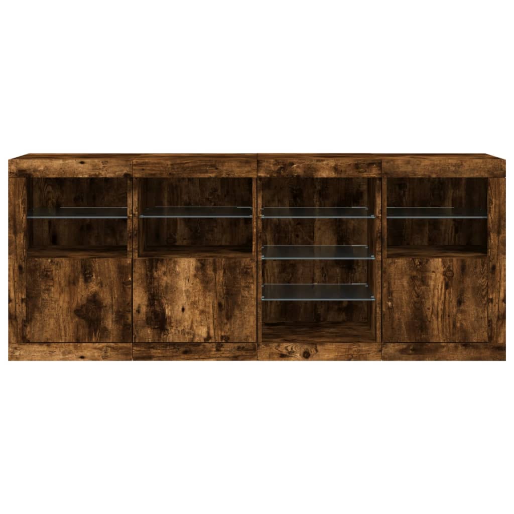 vidaXL Szafka z oświetleniem LED, przydymiony dąb, 164x37x67 cm
