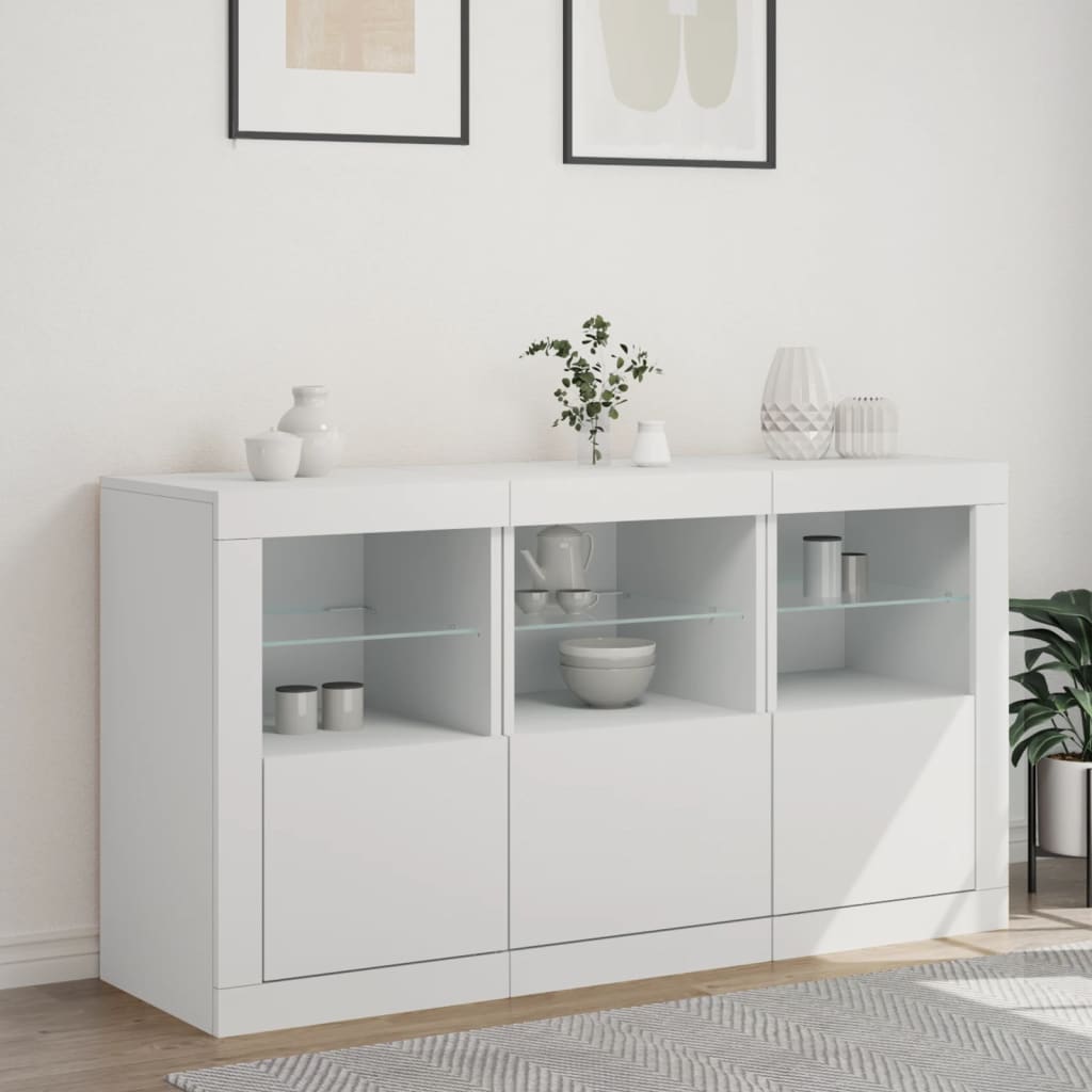 vidaXL Szafka z oświetleniem LED, biała, 123x37x67 cm