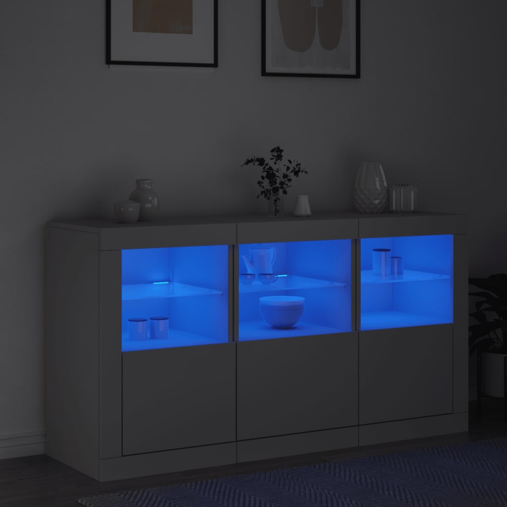 vidaXL Szafka z oświetleniem LED, biała, 123x37x67 cm