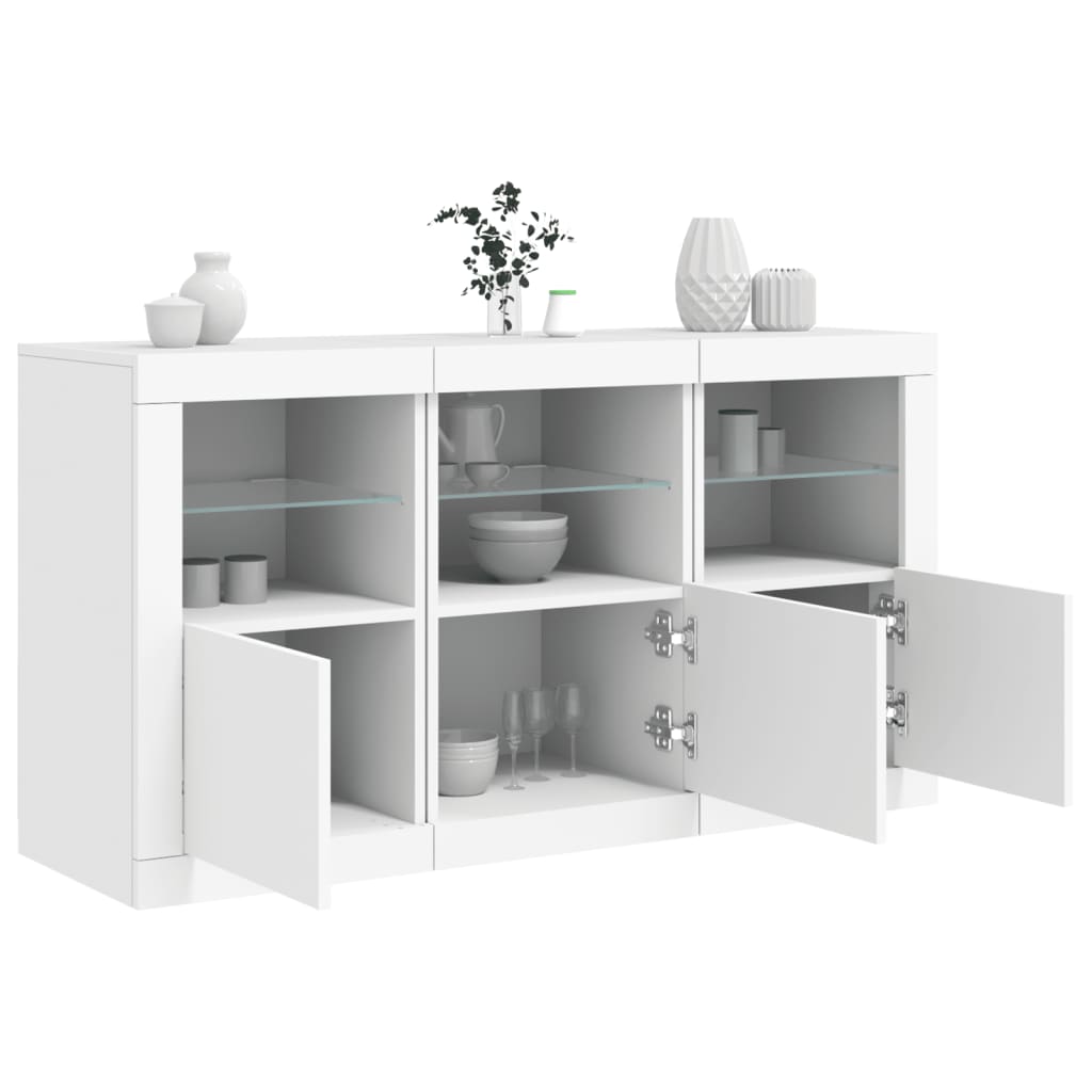 vidaXL Szafka z oświetleniem LED, biała, 123x37x67 cm