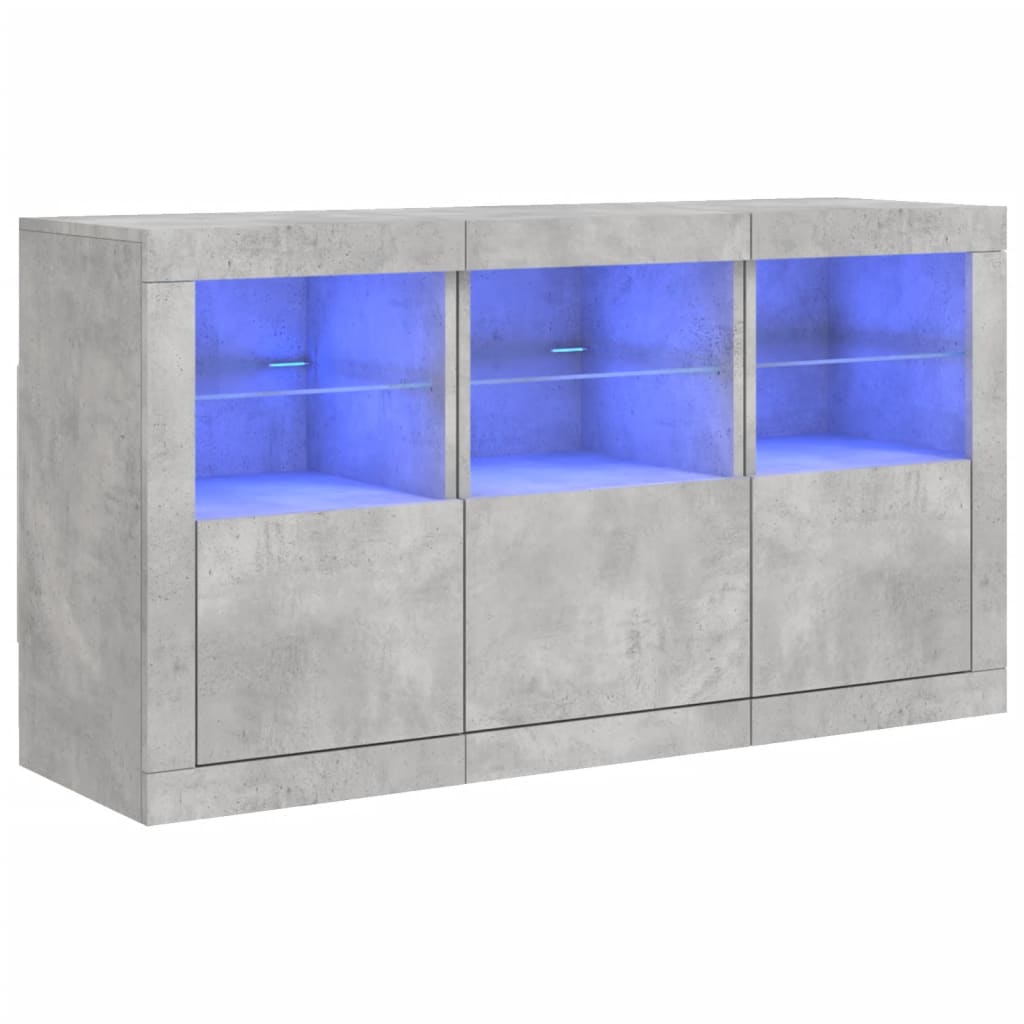 vidaXL Szafka z oświetleniem LED, szarość betonu, 123x37x67 cm
