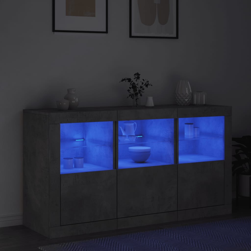 vidaXL Szafka z oświetleniem LED, szarość betonu, 123x37x67 cm