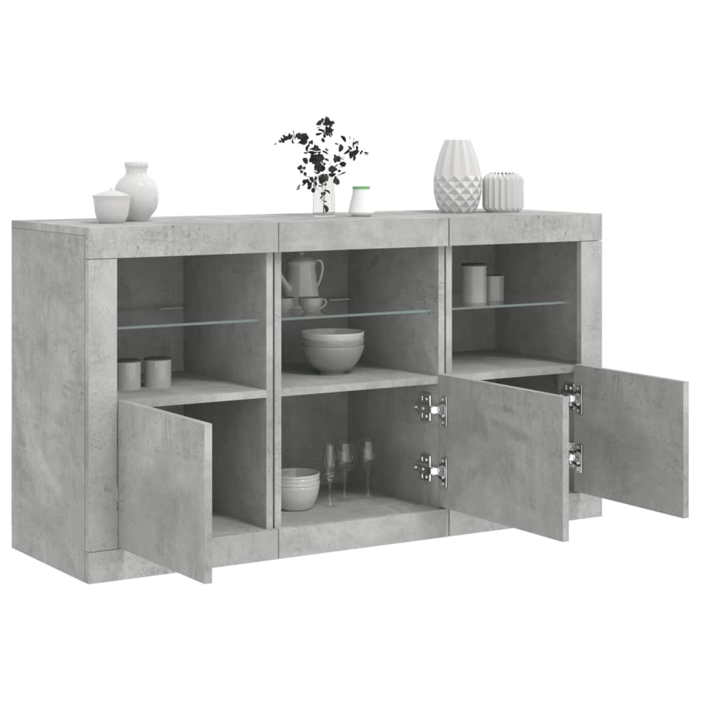 vidaXL Szafka z oświetleniem LED, szarość betonu, 123x37x67 cm
