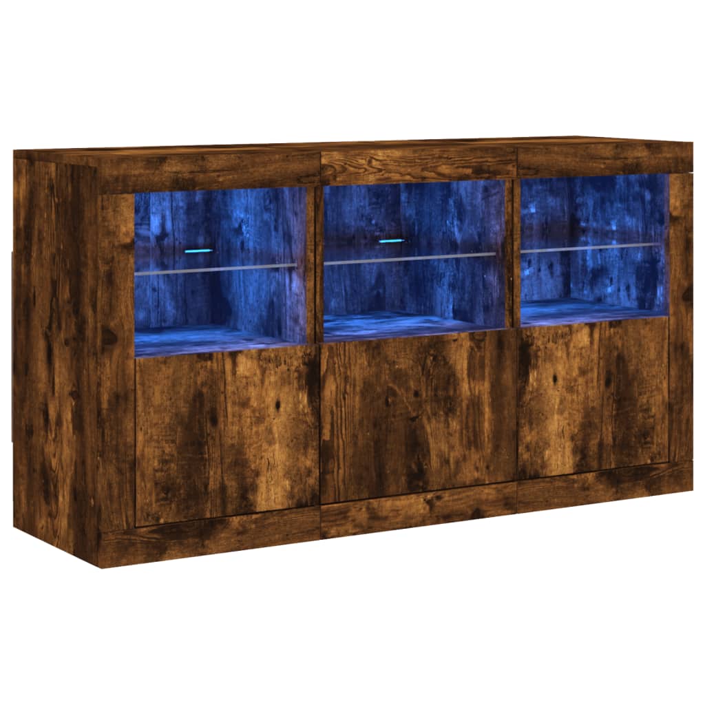 vidaXL Szafka z oświetleniem LED, przydymiony dąb, 123x37x67 cm