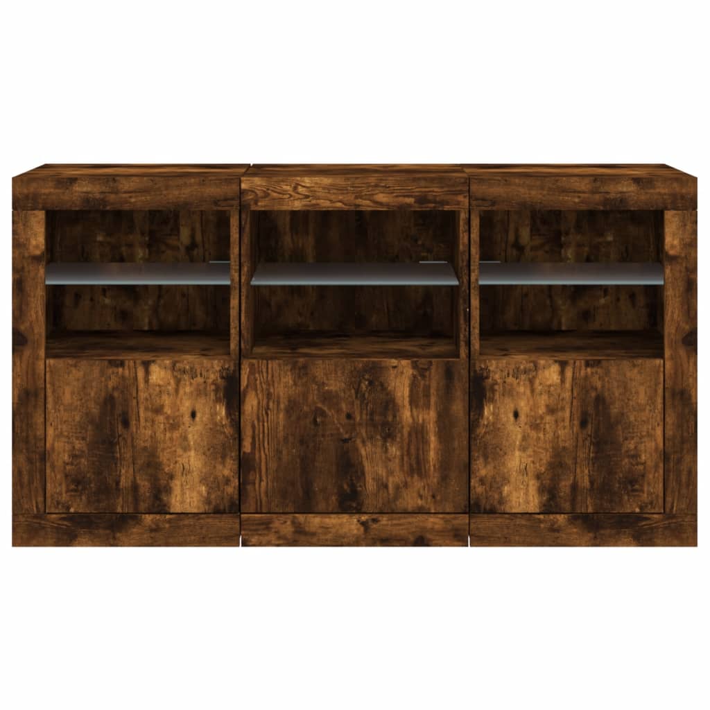 vidaXL Szafka z oświetleniem LED, przydymiony dąb, 123x37x67 cm