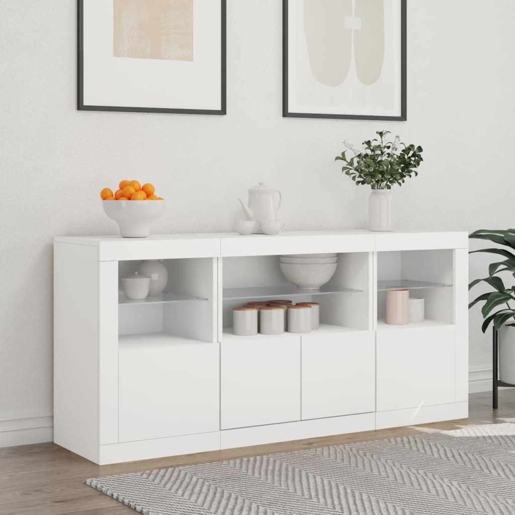 vidaXL Szafka z oświetleniem LED, biała, 142,5x37x67 cm