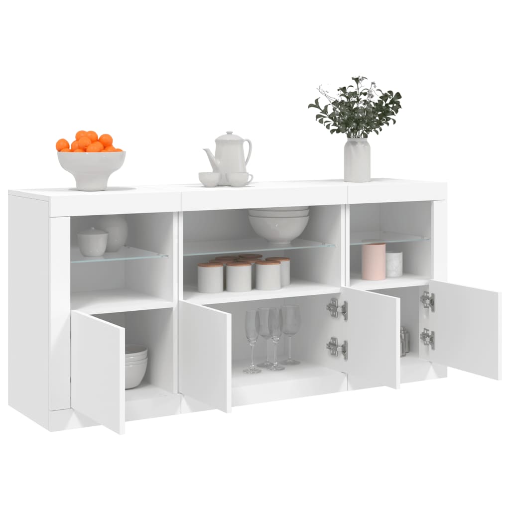 vidaXL Szafka z oświetleniem LED, biała, 142,5x37x67 cm