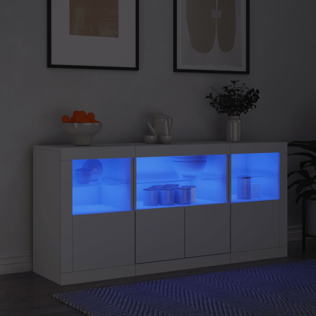 vidaXL Szafka z oświetleniem LED, biała, 142,5x37x67 cm