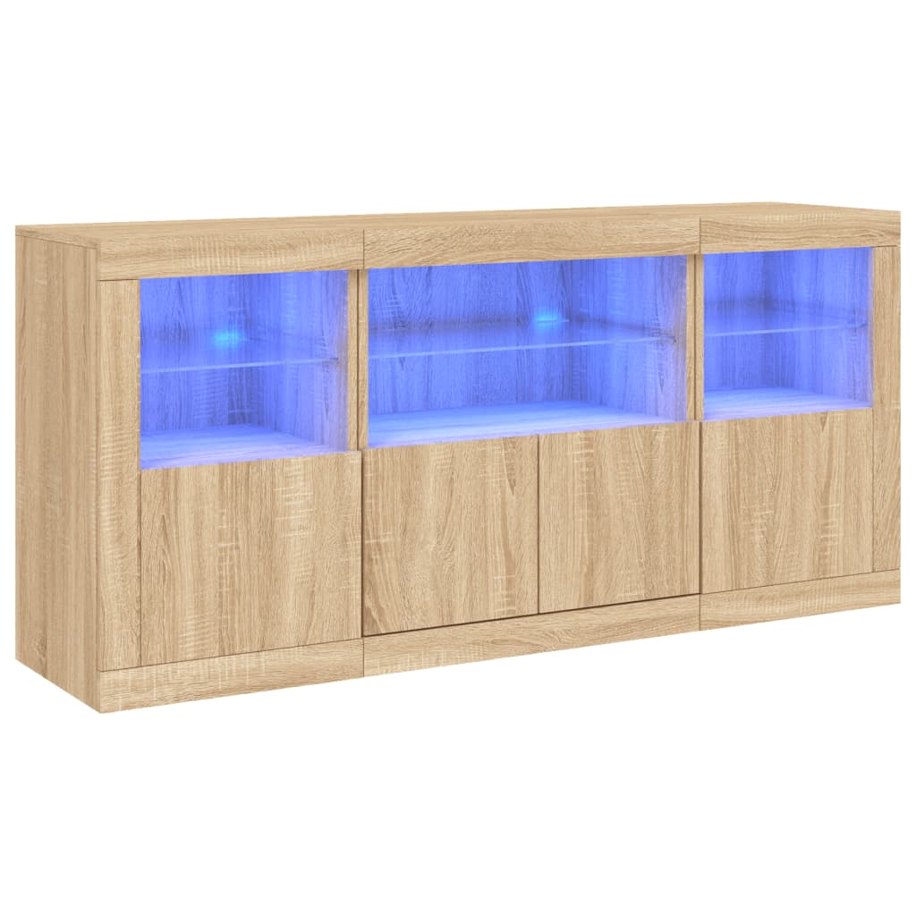 vidaXL Szafka z oświetleniem LED, dąb sonoma, 142,5x37x67 cm