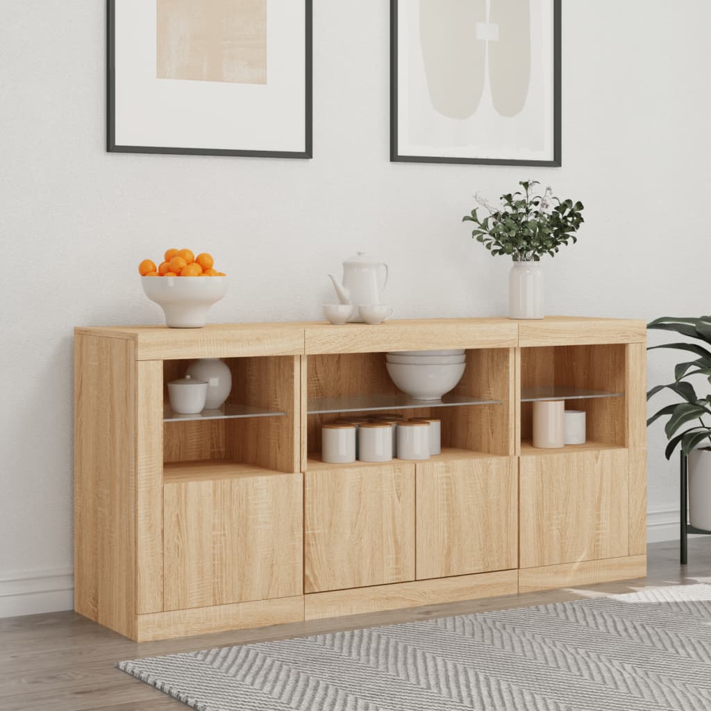 vidaXL Szafka z oświetleniem LED, dąb sonoma, 142,5x37x67 cm