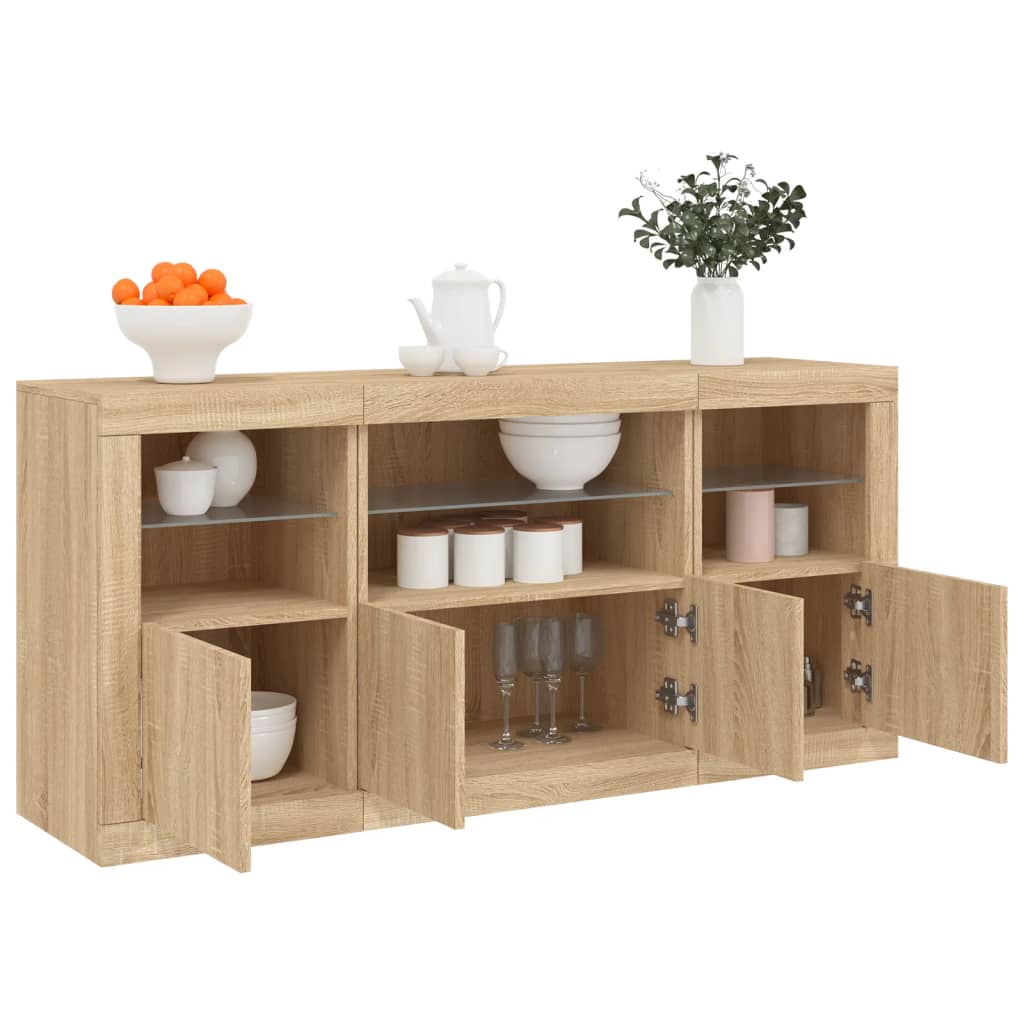 vidaXL Szafka z oświetleniem LED, dąb sonoma, 142,5x37x67 cm