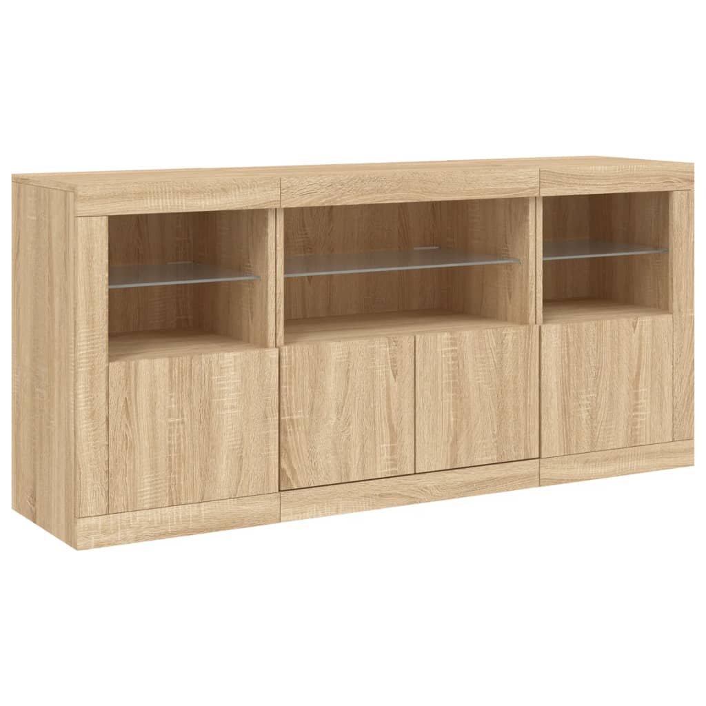 vidaXL Szafka z oświetleniem LED, dąb sonoma, 142,5x37x67 cm