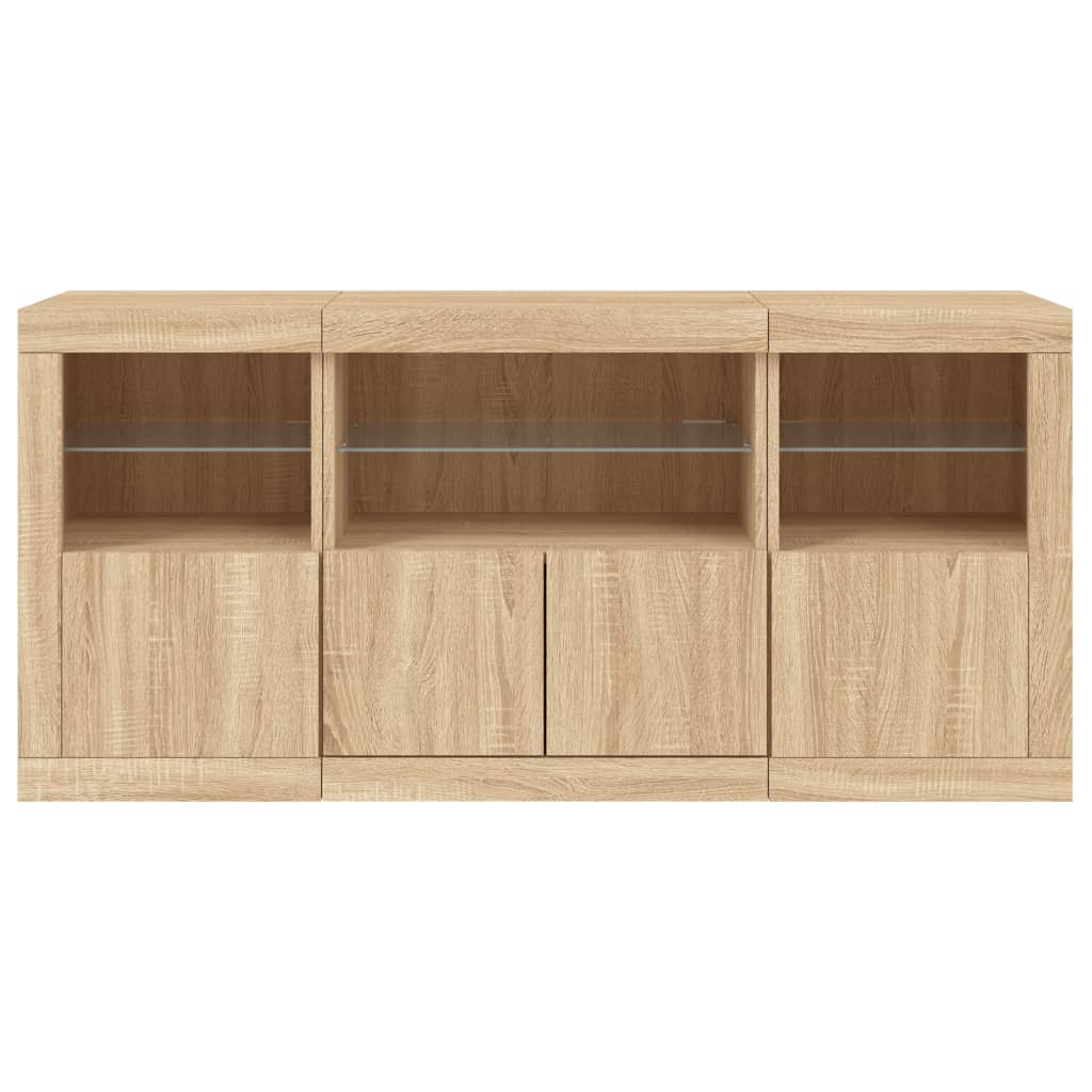 vidaXL Szafka z oświetleniem LED, dąb sonoma, 142,5x37x67 cm