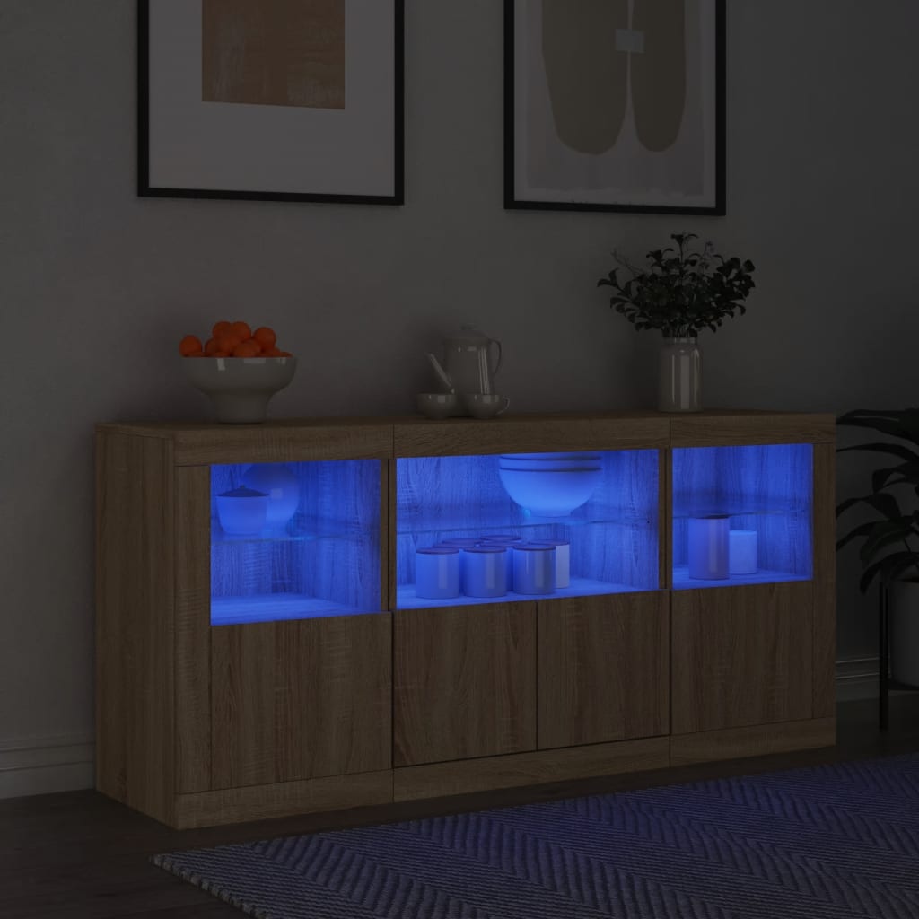 vidaXL Szafka z oświetleniem LED, dąb sonoma, 142,5x37x67 cm