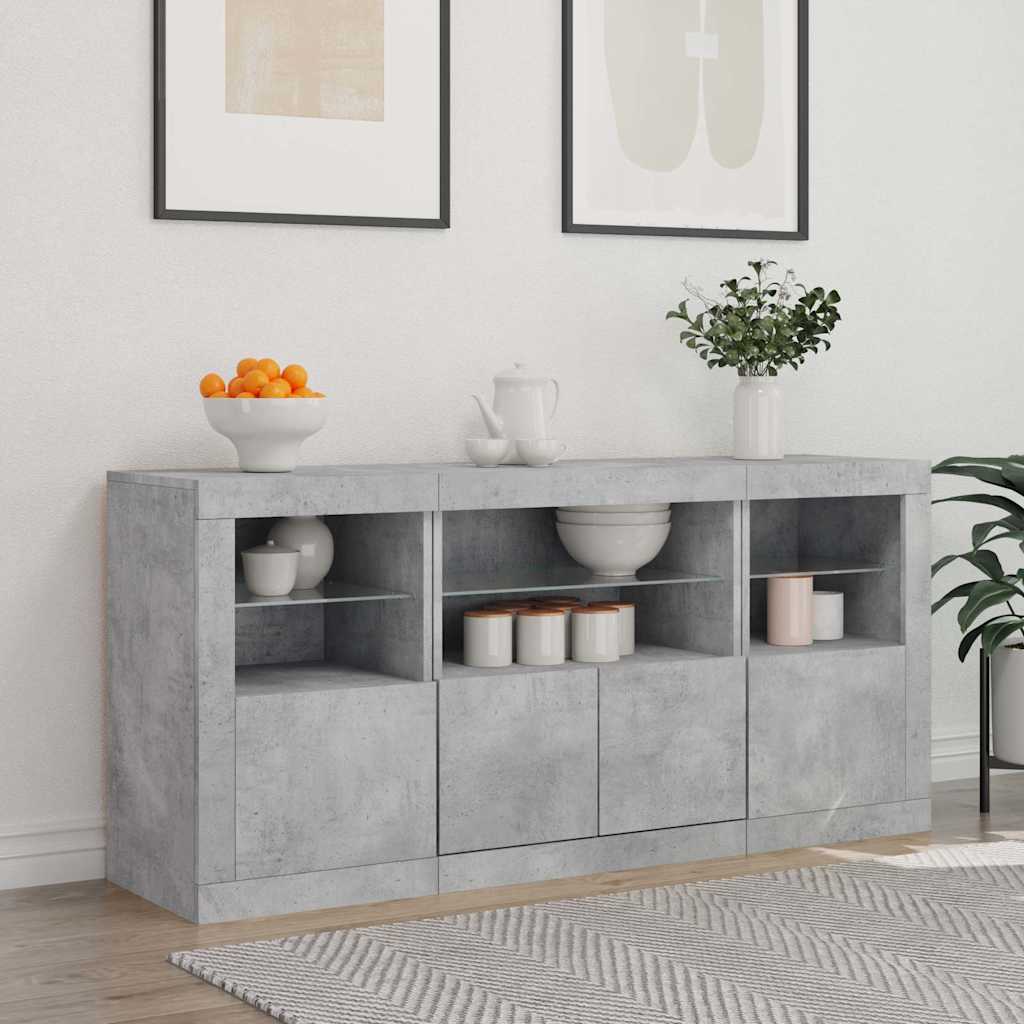 vidaXL Szafka z oświetleniem LED, szarość betonu, 142,5x37x67 cm