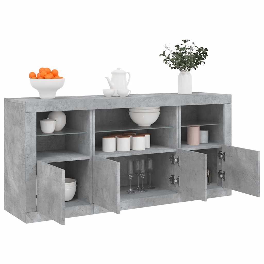 vidaXL Szafka z oświetleniem LED, szarość betonu, 142,5x37x67 cm