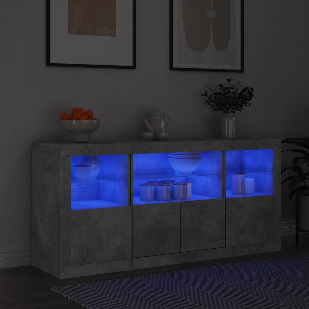 vidaXL Szafka z oświetleniem LED, szarość betonu, 142,5x37x67 cm