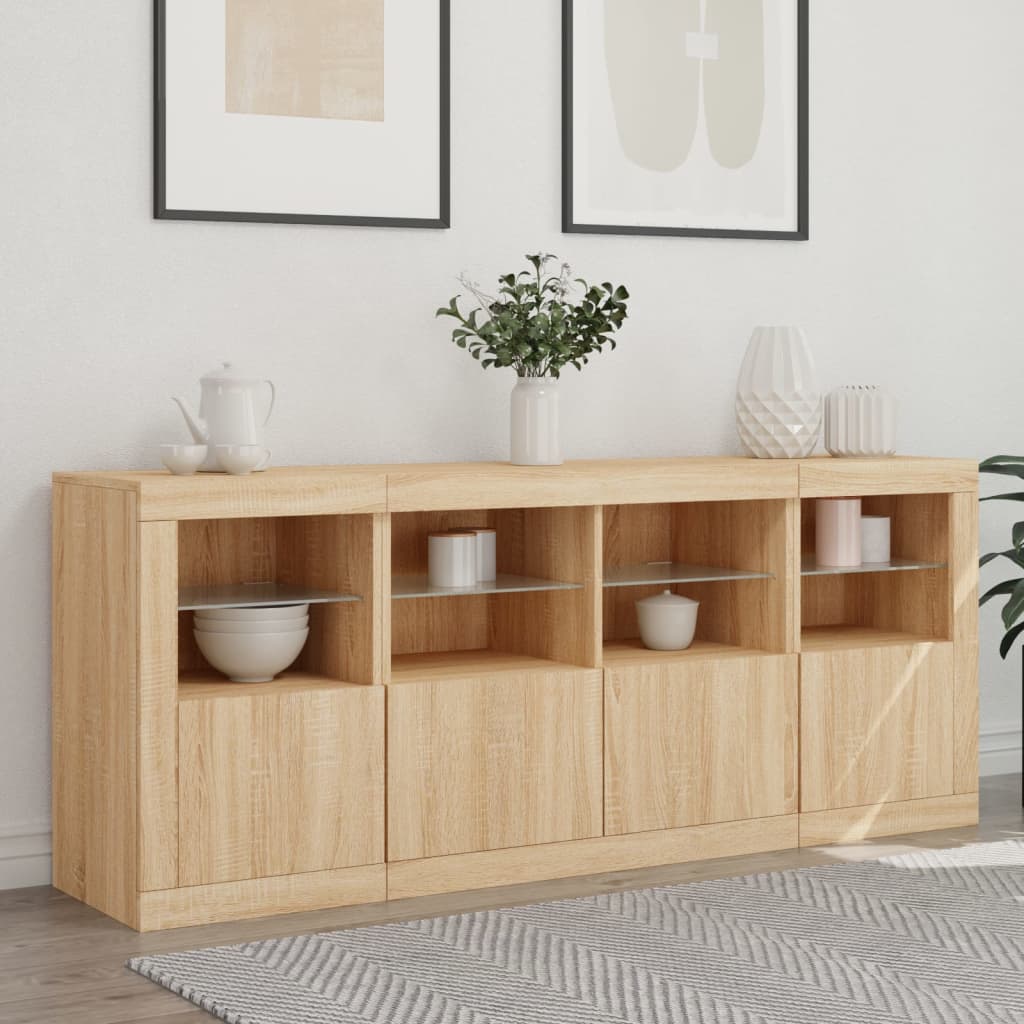 vidaXL Szafka z oświetleniem LED, dąb sonoma, 163x37x67 cm