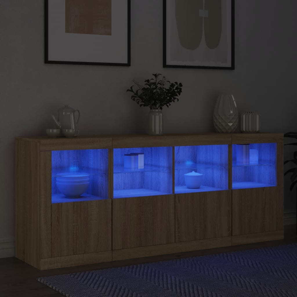 vidaXL Szafka z oświetleniem LED, dąb sonoma, 163x37x67 cm