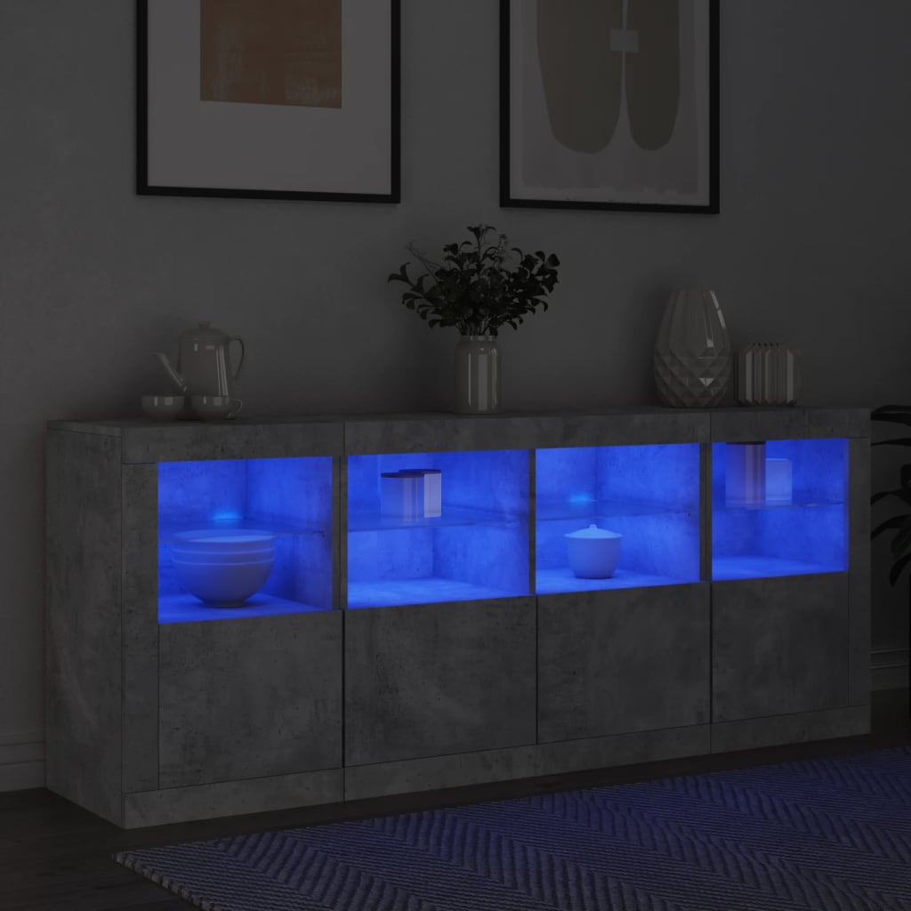vidaXL Szafka z oświetleniem LED, szarość betonu, 163x37x67 cm